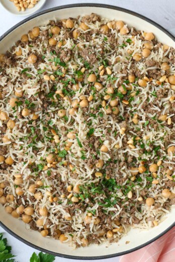 Mediterranean ground beef and rice recipe.