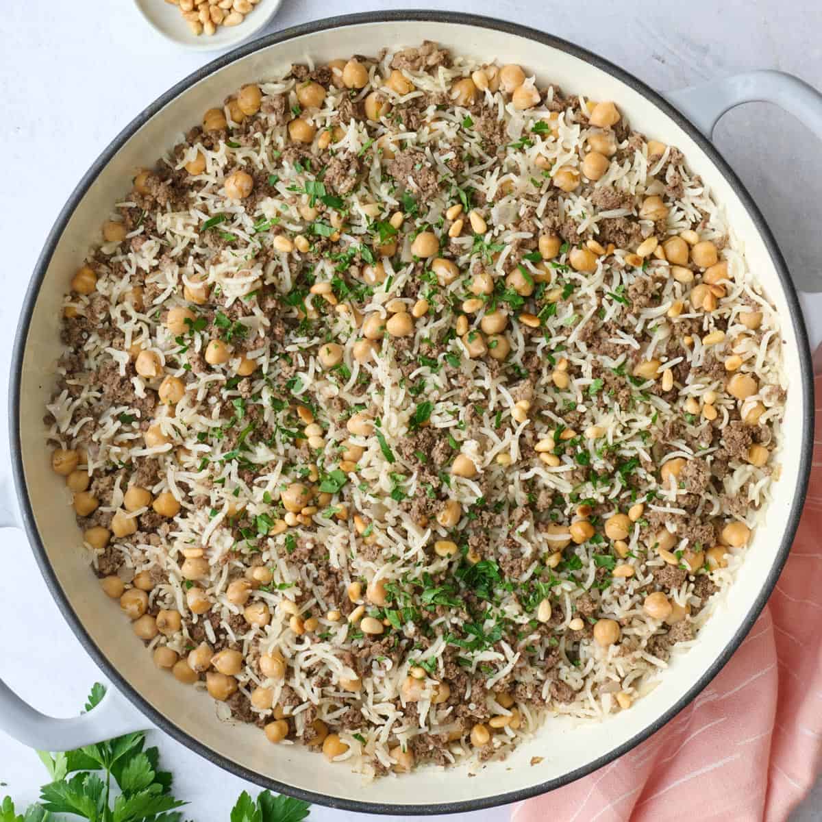 Mediterranean ground beef and rice recipe.