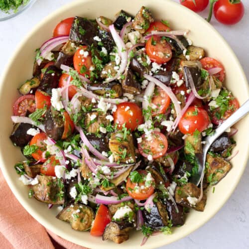 Eggplant tomato salad recipe.