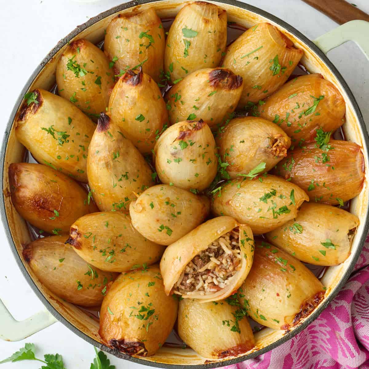 Mediterranean stuffed onions recipe.