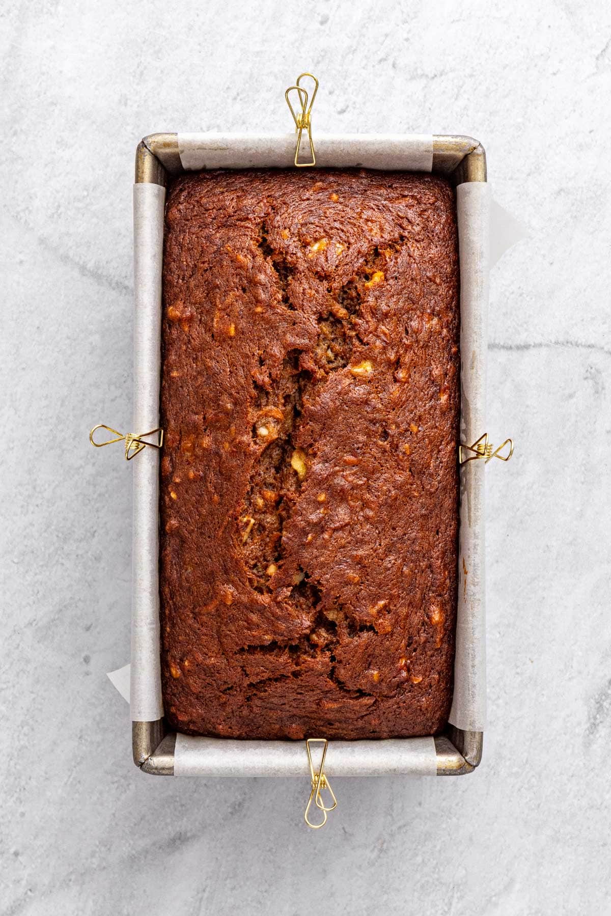 Quick bread with carrots after baking.