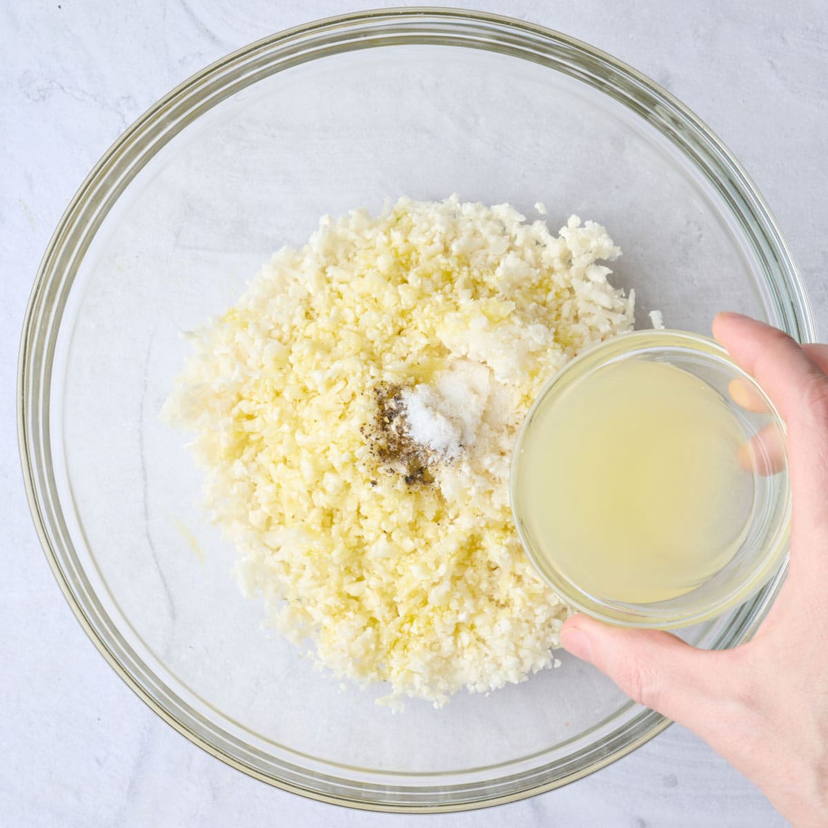Salt, pepper and lemon juice added.