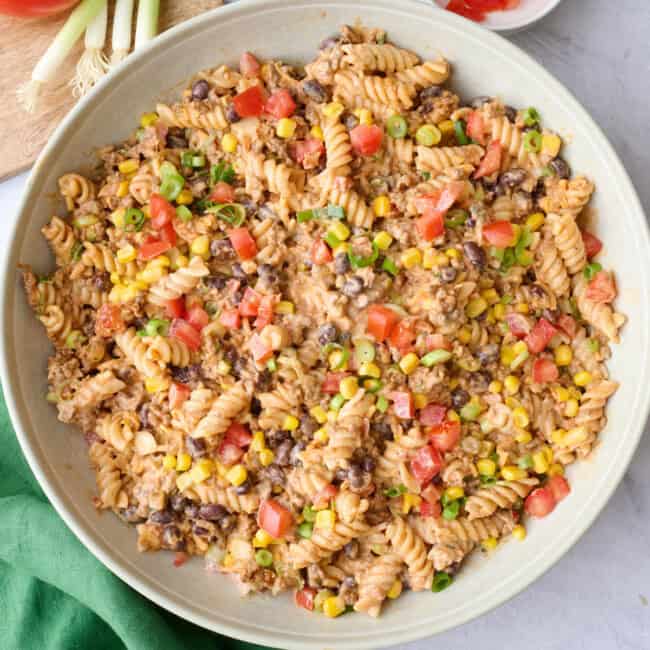 Taco pasta salad recipe.