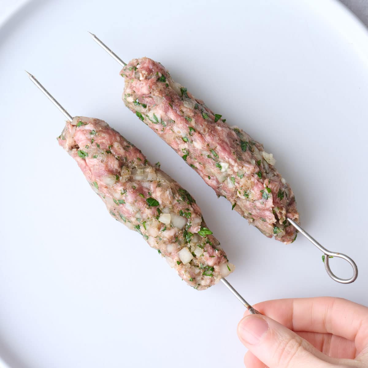After pressing onto skewers.