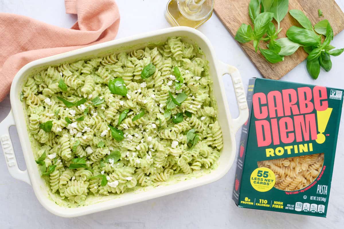Pasta with Green Sauce Recipe | Baked Feta Pasta Sauce