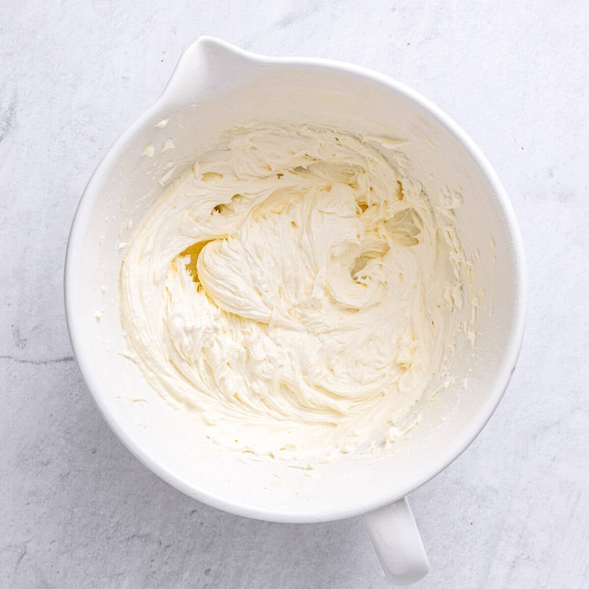 Bowl of the frosting after combined.