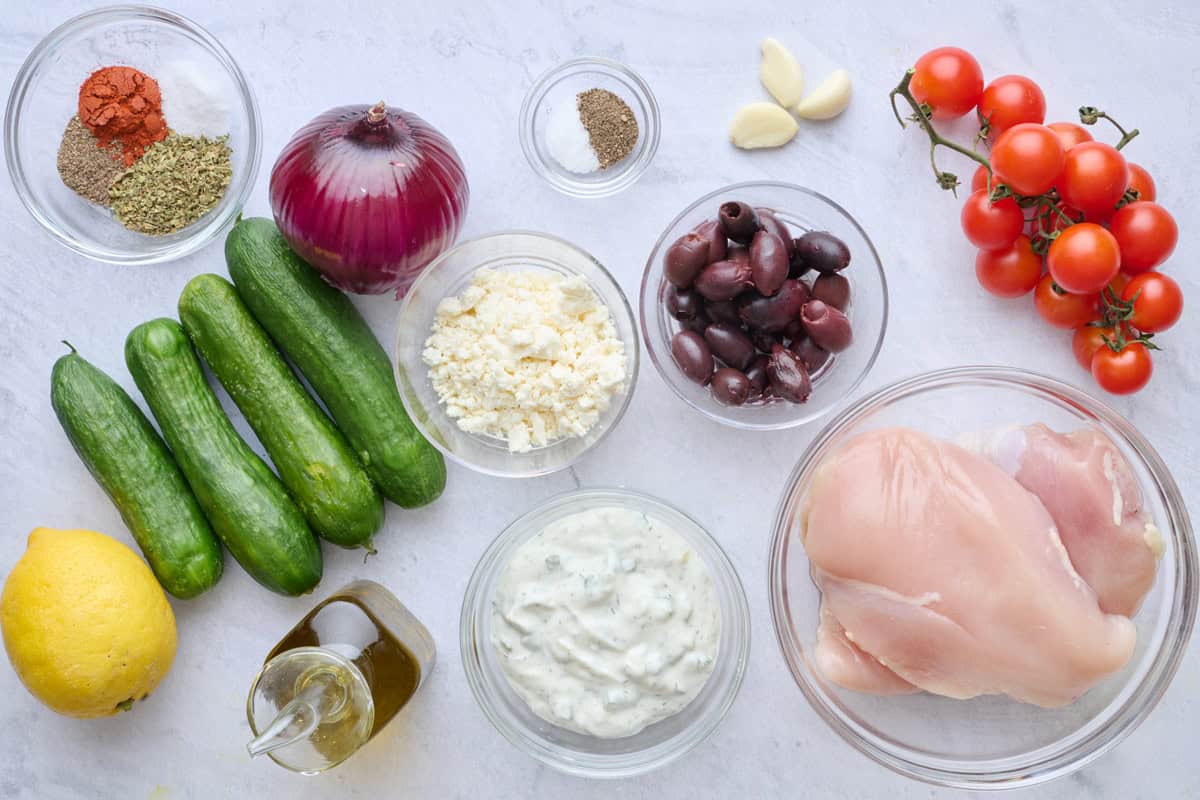 Ingredients before prepped, except dill.