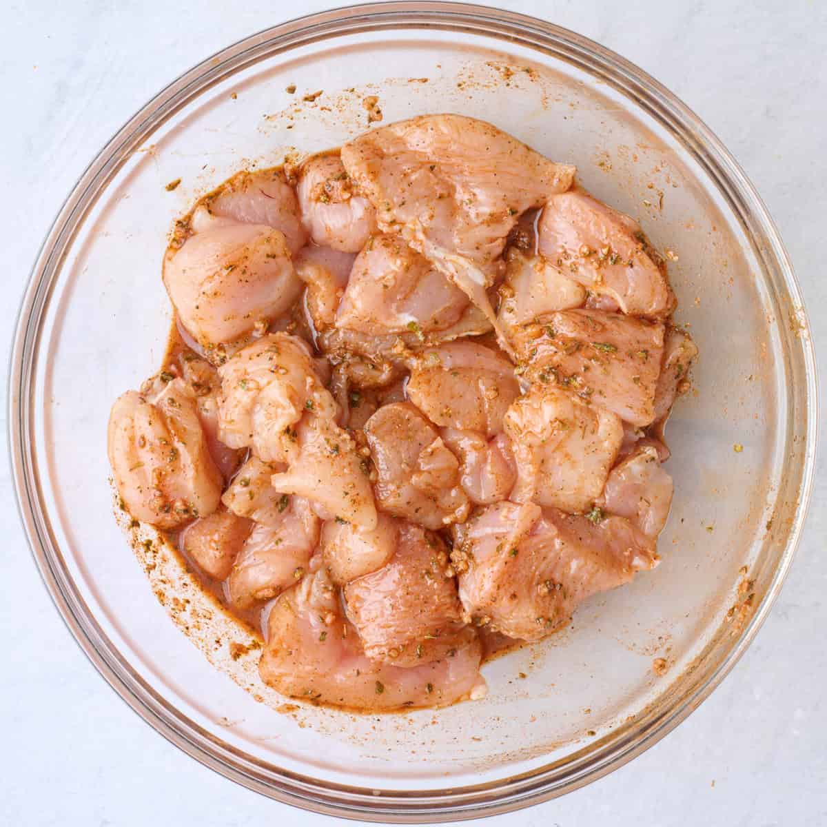 After tossing in cubed chicken.