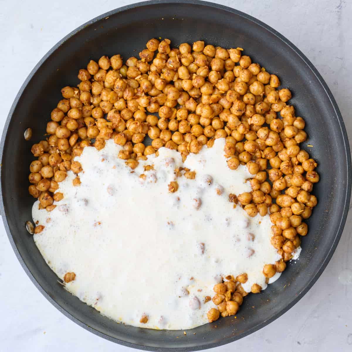 After milk and yogurt mixture added on the side.