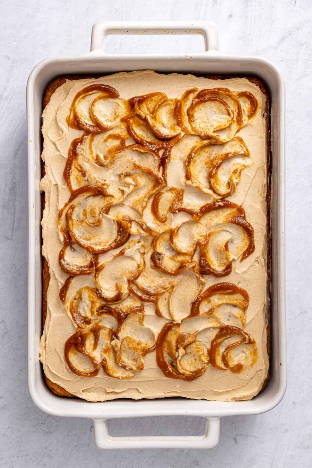 Apple butter swirled into cream cheese frosting.